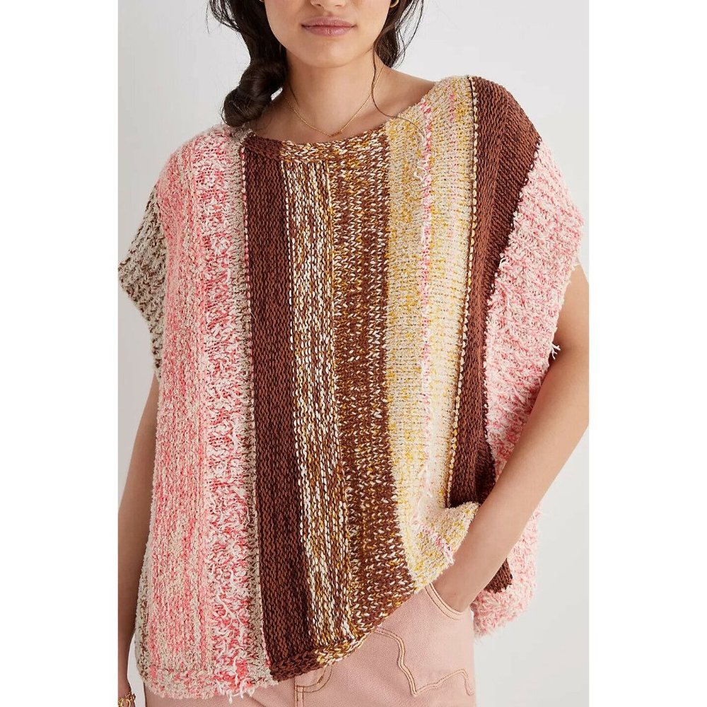 Anthropologie Esme Striped Poncho Sweater Small